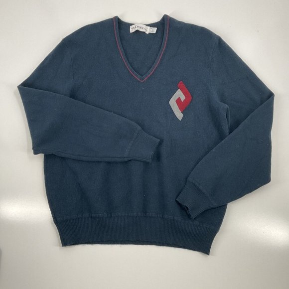 St. Croix Other - St. Croix Shop Mens Blue V-Neck Casual Pullover 100% Wool Sweater Sz XL USA Made